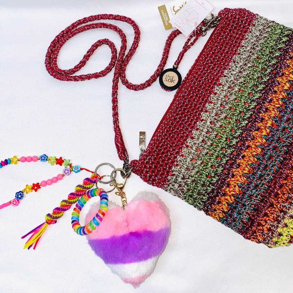 Women’s Heart Keychain 4 Piece Set. Handbag Decorations. Girls Fashion Keychain